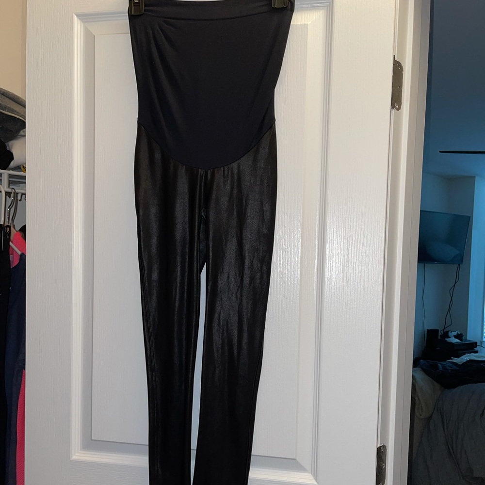 Spanx faux leather mama leggings